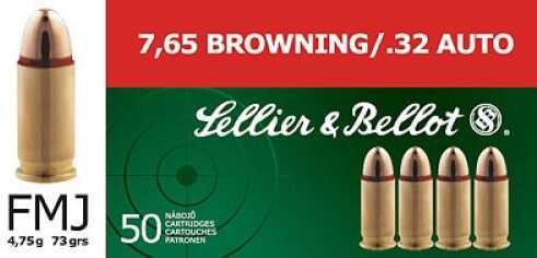 32 ACP 50 Rounds Ammunition Sellier & Bellot 73 Grain Full Metal Jacket